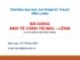 Bài giảng Kinh tế chính trị Mác-Lênin: Chương 1 - Vũ Trung Kiên